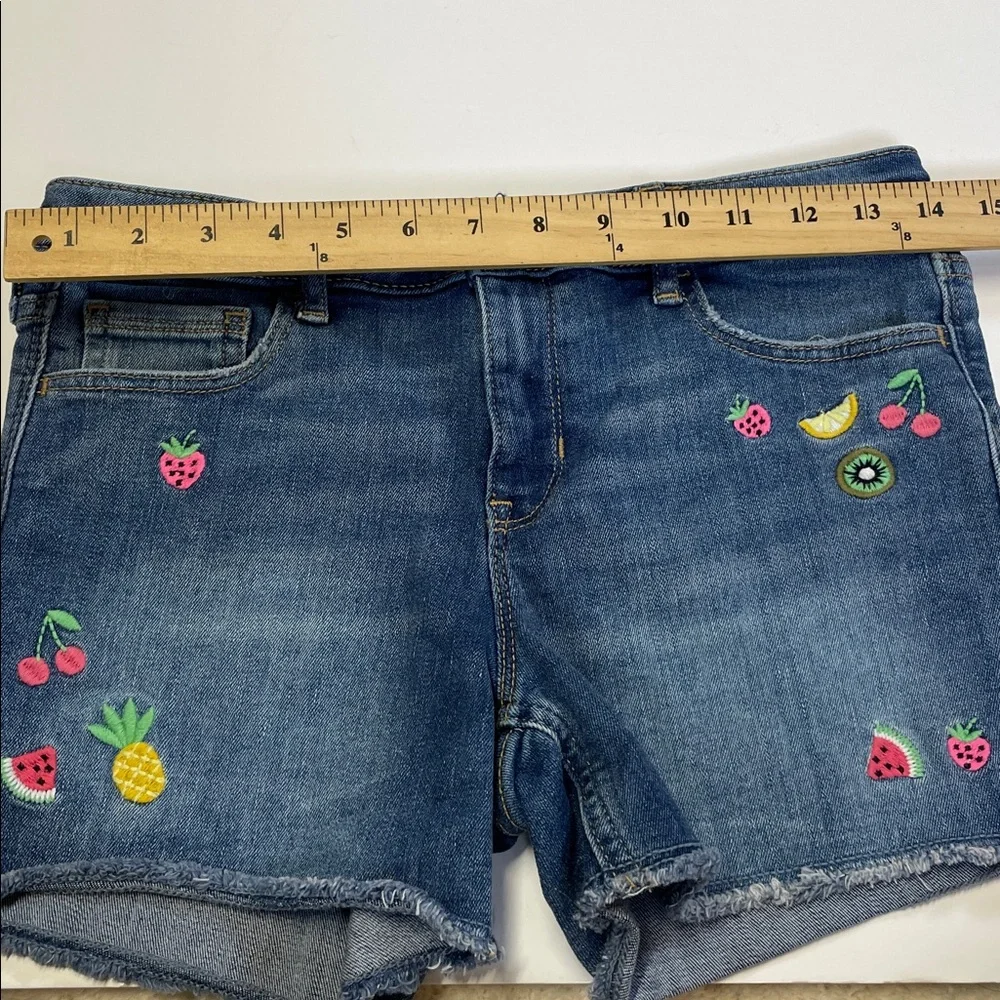 Gap Girls Frayed Hem Adjustable Waistband Embroidered Jean Short Size 10 - Picture 4 of 8